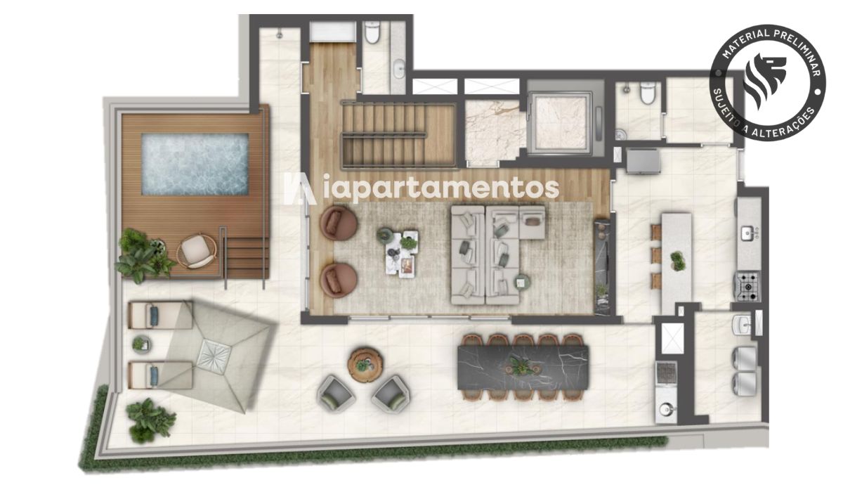 HEAVEN by Yoo - Lançamento - Lavvi - Maestro Cardim - Planta Cobertura Duplex de 371m² - 4 Suítes - Piso Superior