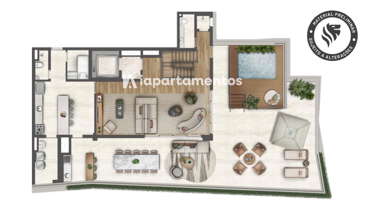 HEAVEN by Yoo - Lançamento - Lavvi - Maestro Cardim - Planta Cobertura Duplex de 512m² - 4 Suítes - Piso Superior