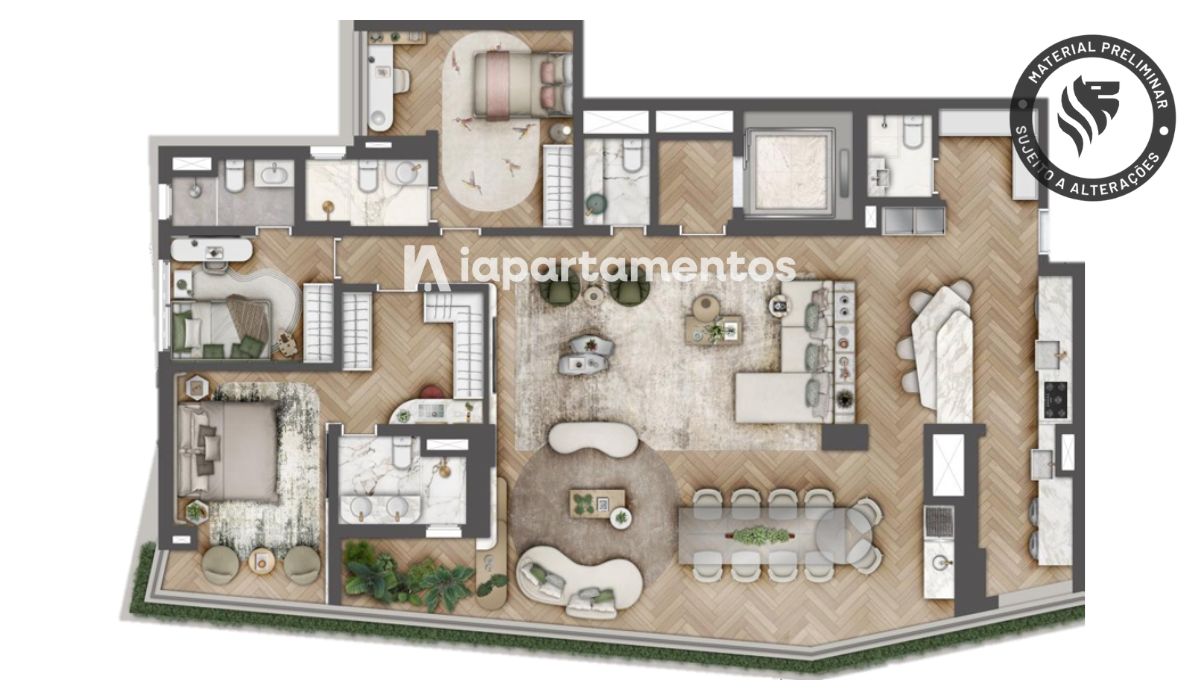 HEAVEN by Yoo - Lançamento - Lavvi - Maestro Cardim - Planta de 190m² - 3 Suítes