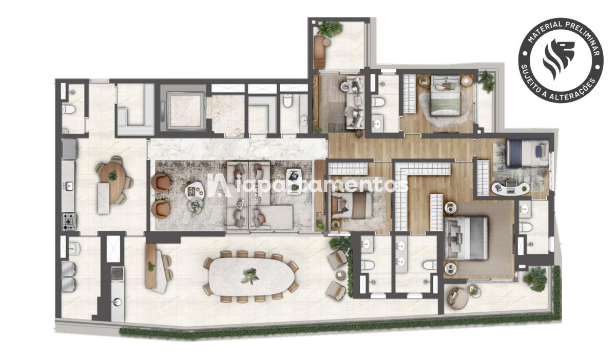 HEAVEN by Yoo - Lançamento - Lavvi - Maestro Cardim - Planta de 258m² - 4 Suítes