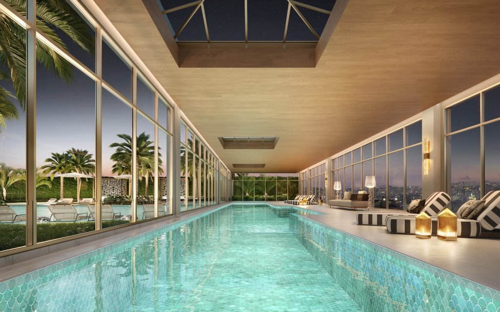 Perspectiva ilustrada: Indoor Swimming Pool, piscina coberta do Heaven by Yoo Residences