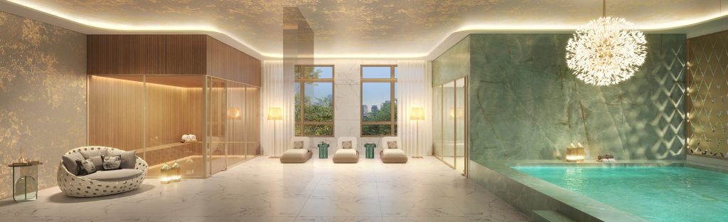 Perspectiva ilustrada: YOO Spa, com saunas seca e úmida do Heaven by Yoo Residences