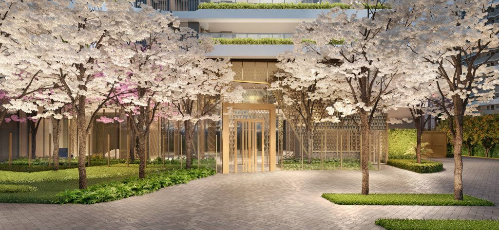 Perspectiva ilustrada: Embasamento e acesso social do Heaven by Yoo Residences