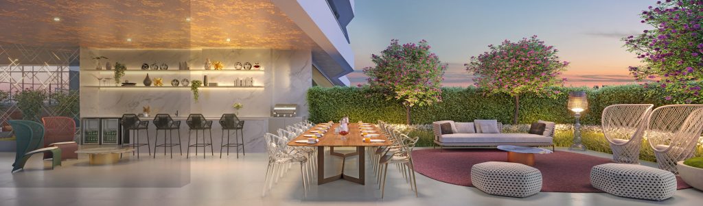 Perspectiva ilustrada: Lounge Gourmet do Heaven by Yoo Residences